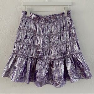 ASOS Metallic Purple Shirred Mini Skirt NWT
